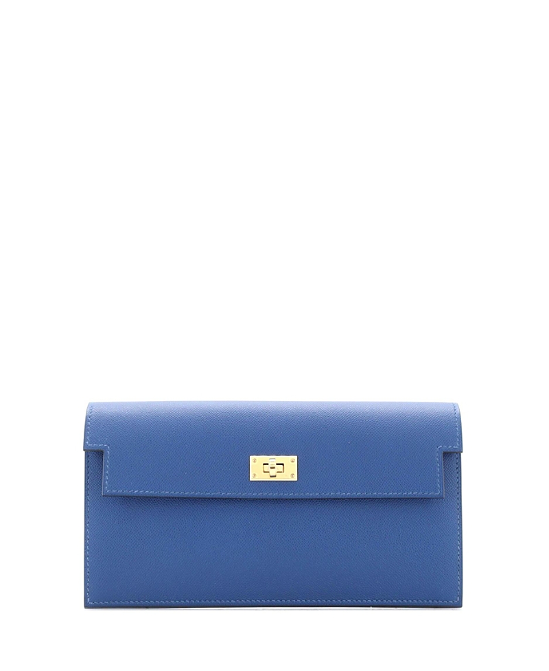 Pre-owned Pre-owned Hermes Hermes Long Kelly Pocket Wallet Madame In Blue
