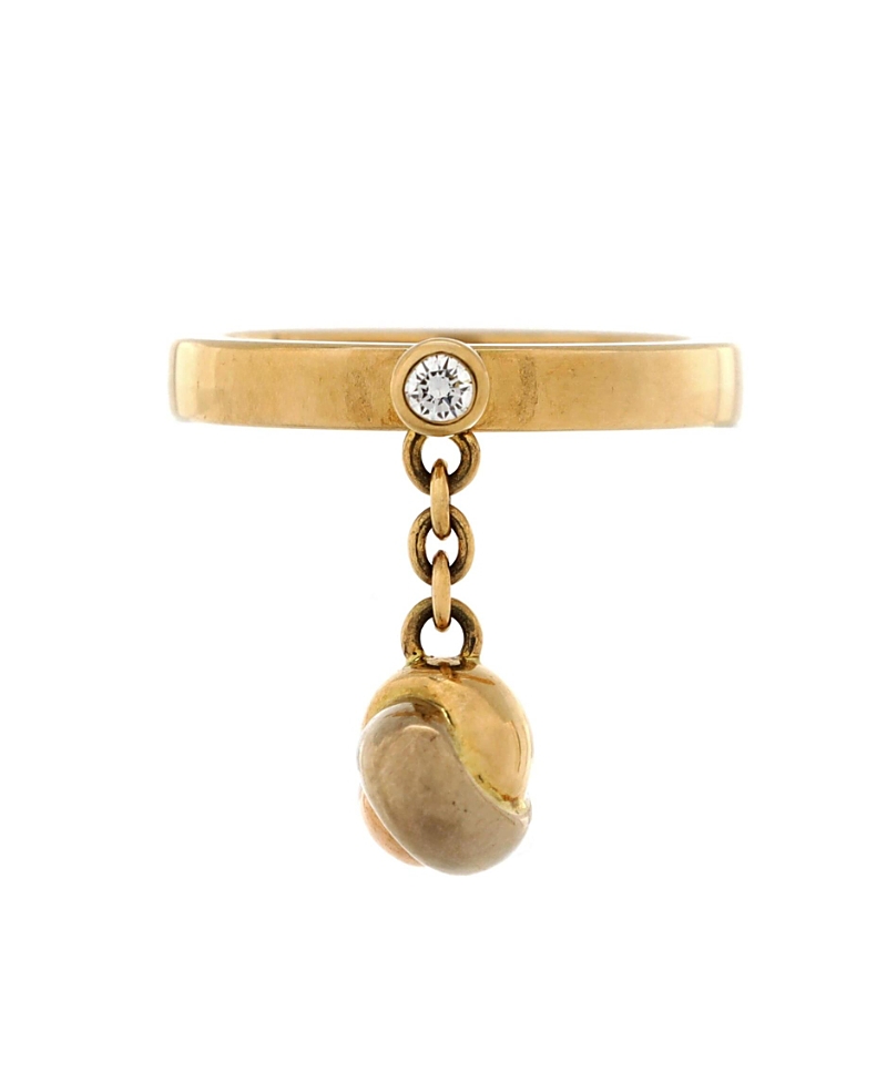 Pre-owned Pre-owned Cartier Cartier Trinity Knot Charm Ring 18k Gold With 18k Tricolor Gold And Diamond