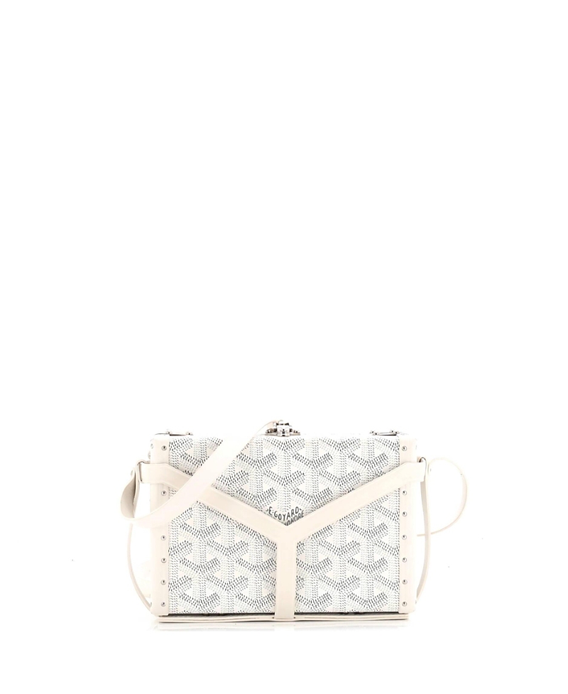 Pre-owned Pre-owned Goyard Goyard Minaudiere Bag Coated Canvas In White