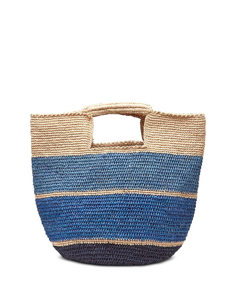 Mar Y Sol Camden Stripe Raffia Tote In Navy
