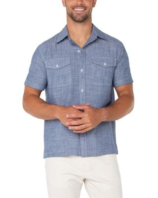 Short Sleeve Button Up Chambray Shirt