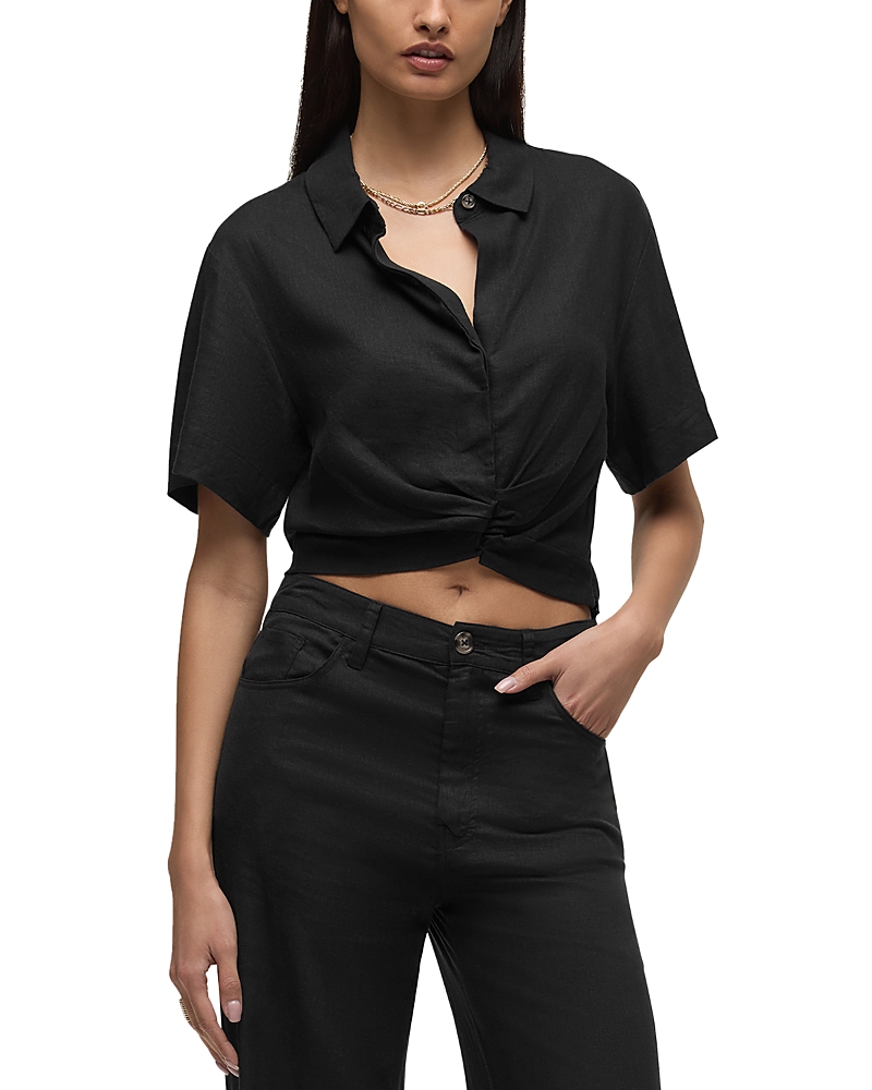 Hudson Jeans Short Sleeve Knotted Button Down Shirt