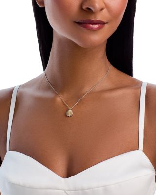 Yellow & White Diamond Pear Halo Pendant Necklace in 18K Yellow & White Gold, 0.74 tcw