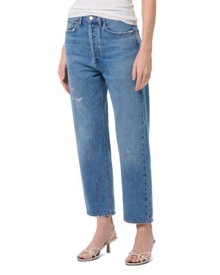 90's Crop Mid Rise Straight Jeans in Shrine