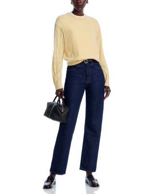 Cashmere Cable Collegiate Crewneck Sweater