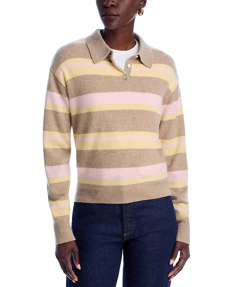 Guest In Residence Collegiate Stripe Polo Taupe Combo In Multi