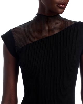 Mesh Inset Ribbed Sweater