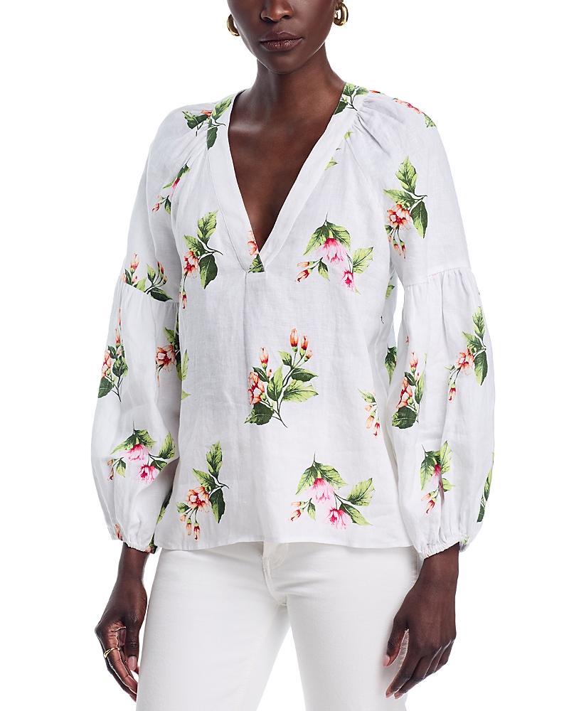 Tommy Bahama Florentina Flourish Linen Top In White