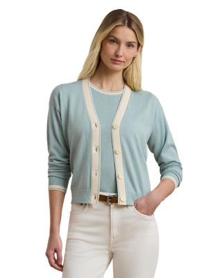 Ralph Lauren - Two Tone Cotton Blend Cardigan
