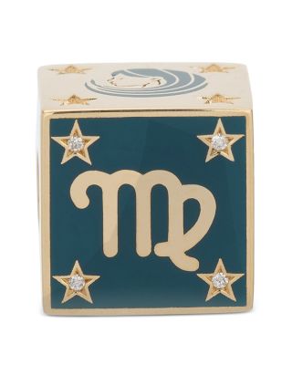 9K Virgo Zodiac Diamond & Ceramic Block Big Bead