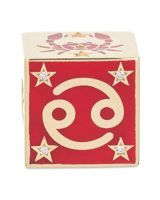 9K Cancer Zodiac Diamond & Ceramic Block Big Bead