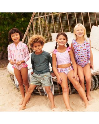 Girls' Shelly Sleeveless Scoop Top & Print Bottom Two Piece Swimwear - Little Kid