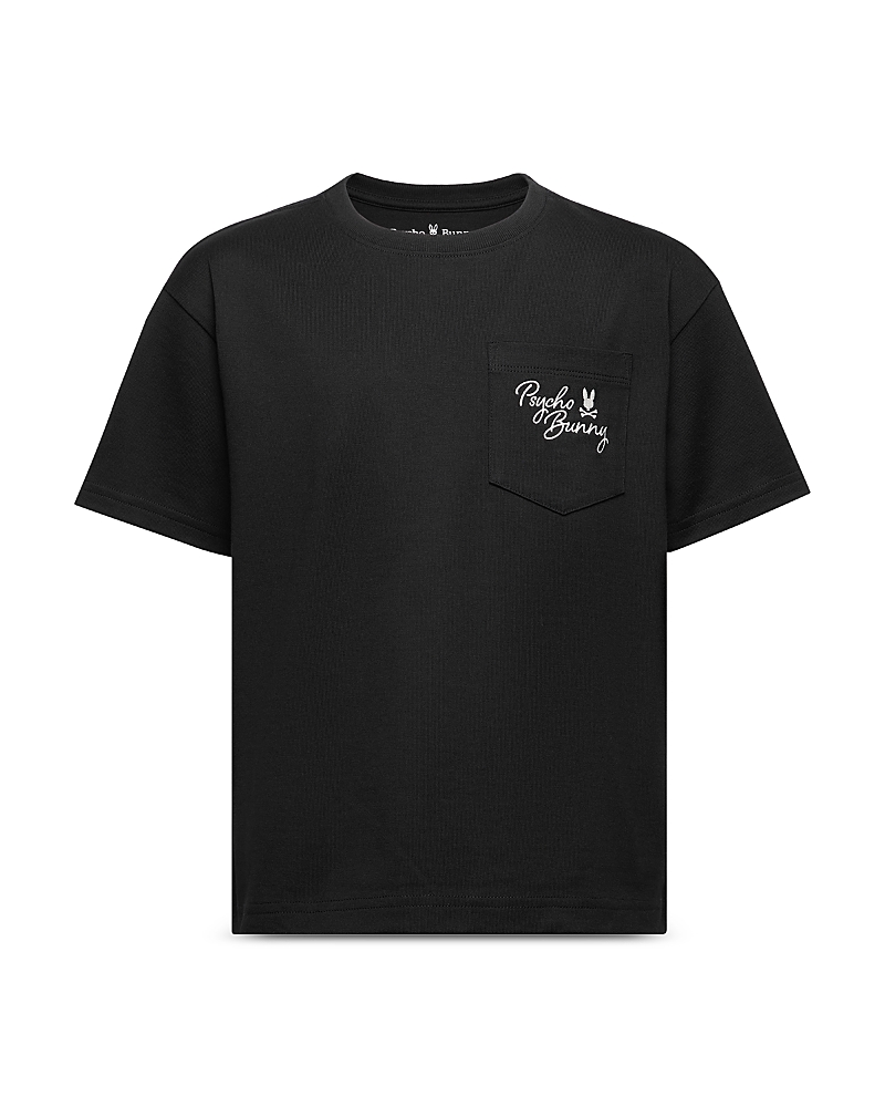 Shop Psycho Bunny Unisex Desert Heavyweight Relaxed Fit Pocket Tee - Little Kid, Big Kid In Black