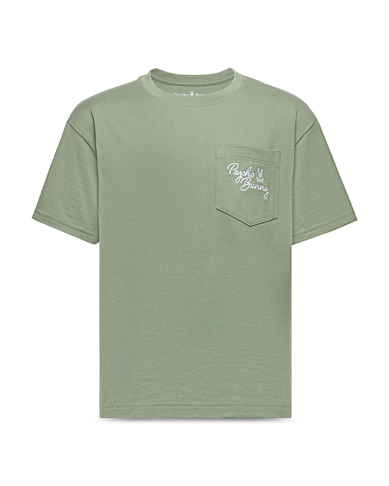 Shop Psycho Bunny Unisex Desert Heavyweight Relaxed Fit Pocket Tee - Little Kid, Big Kid In Sea Spray