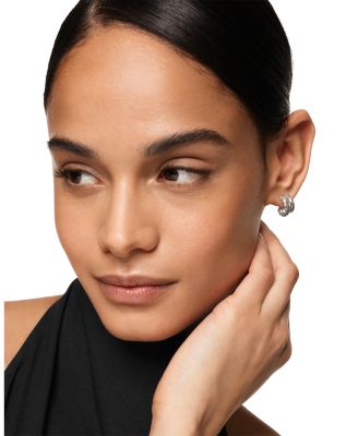 DY Mercer Double Hoop Huggie Earrings in Sterling Silver, 7.8mm