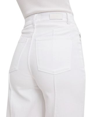 Hepburn High Rise Wide Leg Jeans in White Pintuck