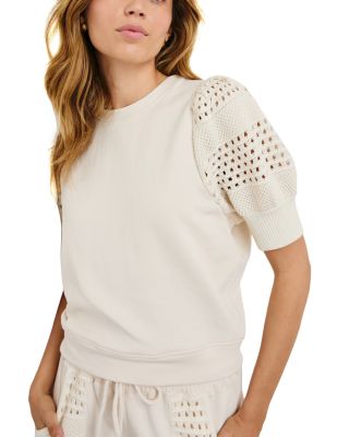 Kimberly Eyelet Short Sleeve Sweatshirt