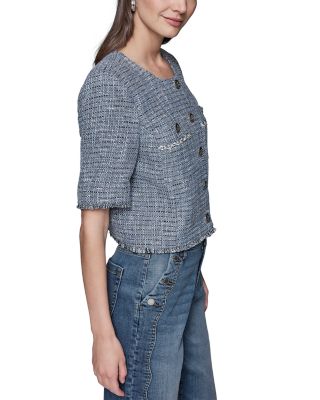 Short Sleeve Tweed Jacket