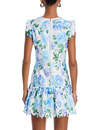 blue hawaiian print dresses White And Blue Printed Maxi Dress With Cut Outs main image 1