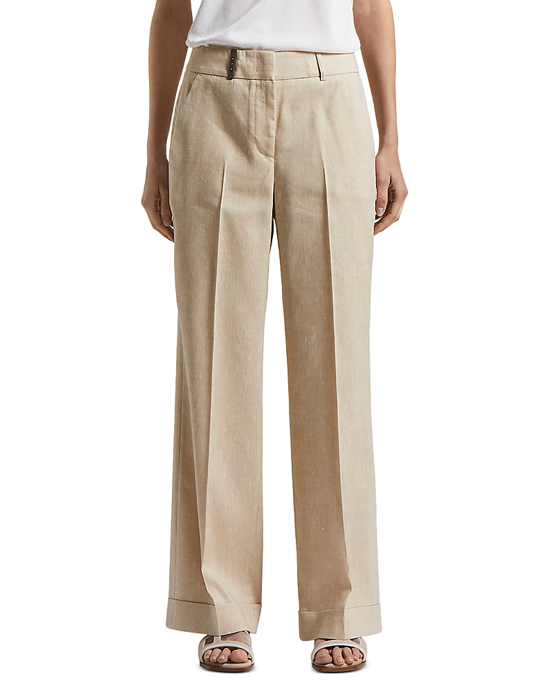Peserico Cropped Straight-leg Pants In Amber Beige