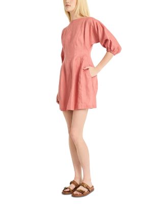 Linen Long Sleeve Mini Dress