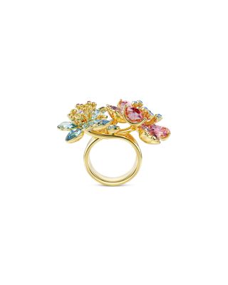 Idyllia Multicolor Crystal Flower Triple Row Ring