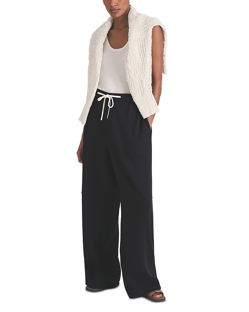 Reiss Les 100 Ciels Lenny Wide Leg Jogger Pants In Navy
