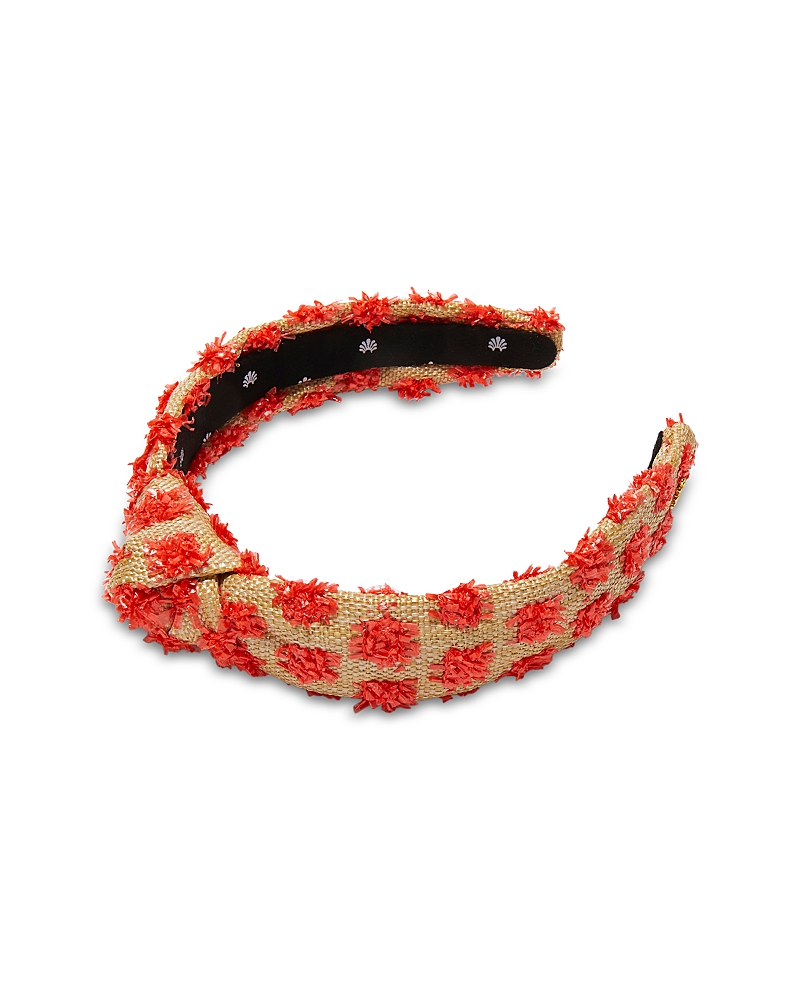Lele Sadoughi Slim Knotted Dotted Raffia Headband In Natural Melon