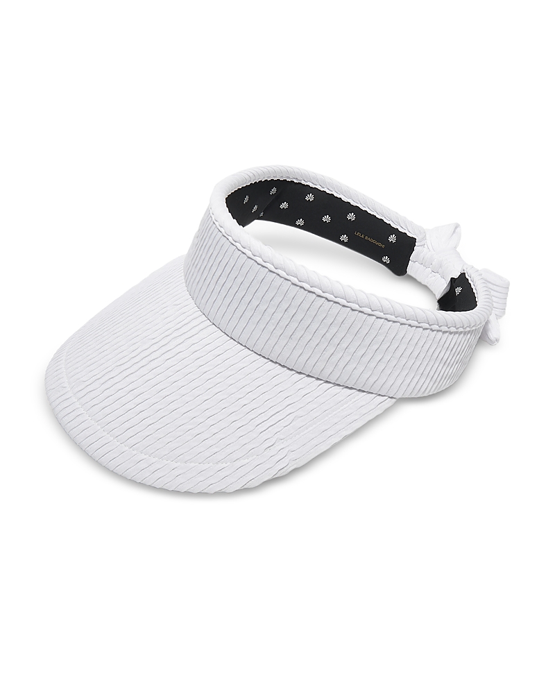 Lele Sadoughi Swimmer Bow Tie Visor In Chalk