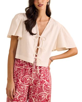 Short Sleeve Tie Front Top