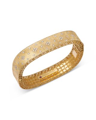 Roberto Coin - 18K Yellow Gold Venetian Princess Diamond Square Bangle Bracelet