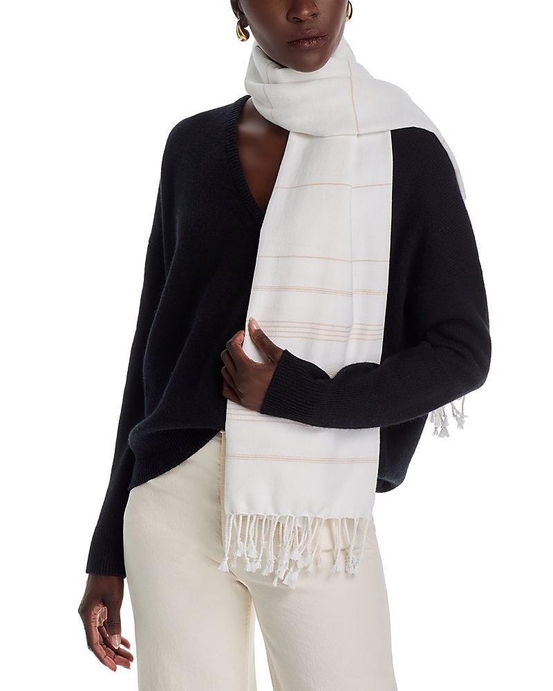 Vince Cotton & Cashmere Striped Wrap In Tusk