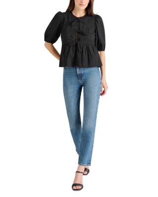 Paula Eyelet Tie Front Top