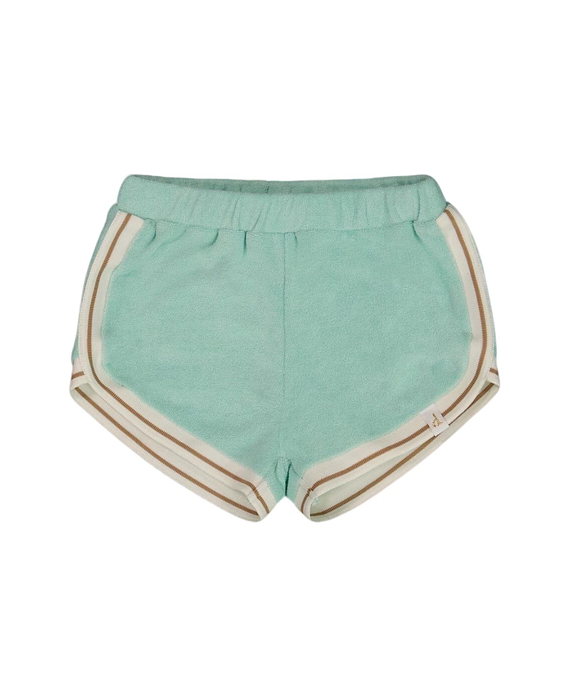 Deux Par Deux Girls' Terry Cloth Short - Baby In Turquoise And Beige