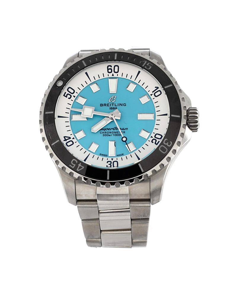 Pre-owned Pre-owned Breitling Breitling Superocean Automatic Watch In Stainless Steel 44mm In Dial Color: Blue