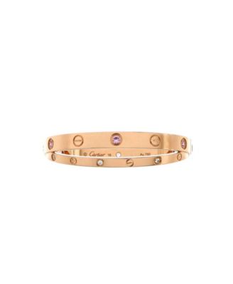 Pre-Owned Cartier - Double Love Bracelet 18K Rose Gold with Pink Sapphires and Diamonds