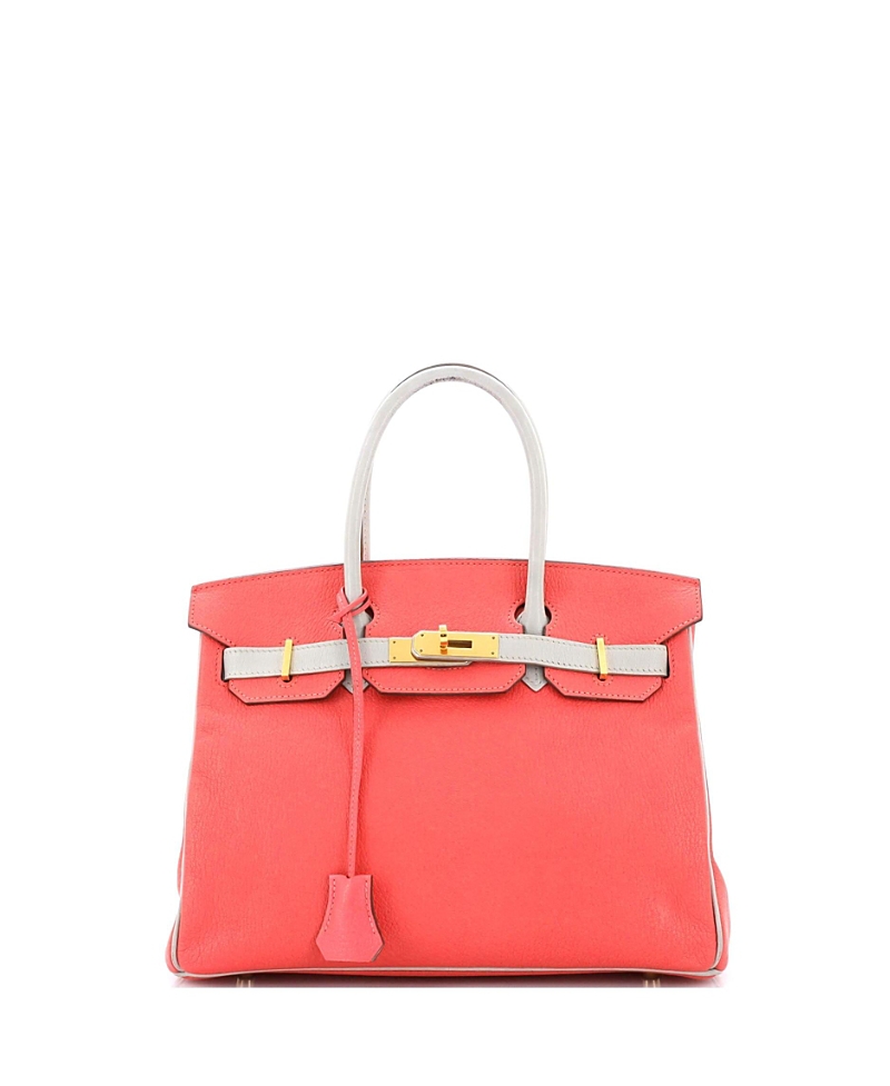 Pre-owned Pre-owned Hermes Hermes Birkin 30 Handbag Bicolor Chevre Mysore With Gold Hardware In Bicolor - Rose Azalee/gris Perle