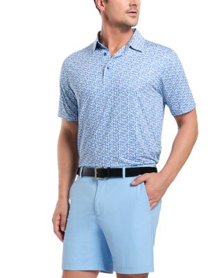 Galan Micro Geo Print Classic Fit Performance Polo Shirt 