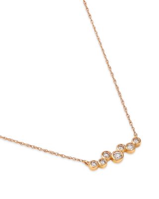 Diamond Bezel Scatter Bar Necklace in 14K Yellow Gold, 0.20 tcw