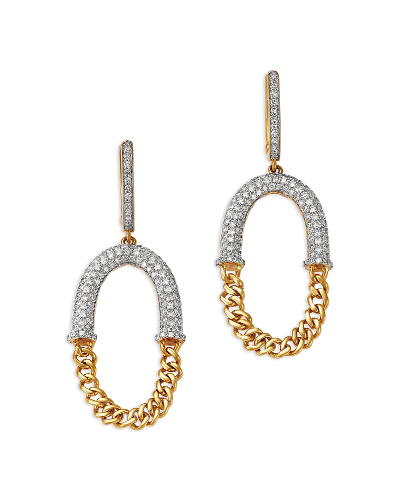 Bloomingdale's Fine Collection Diamond Pave Oval Chain Drop Earring In 14k Yellow Gold, 1.38 Ct. T. W.
