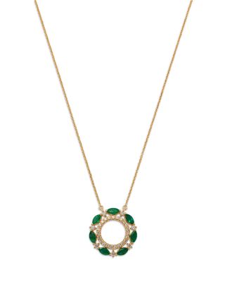 Bloomingdale's Fine Collection - Emerald & Diamond Circle Pendant Necklace in 14K Yellow Gold, 18"