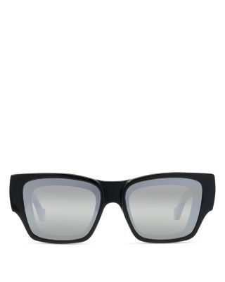 Signature Black Rectangular Sunglasses, 56mm