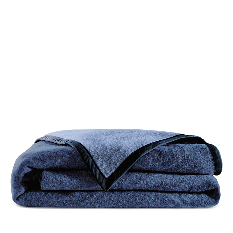Anne De Solene Frima Virgin Wool Bed Blanket, Queen In Bleu