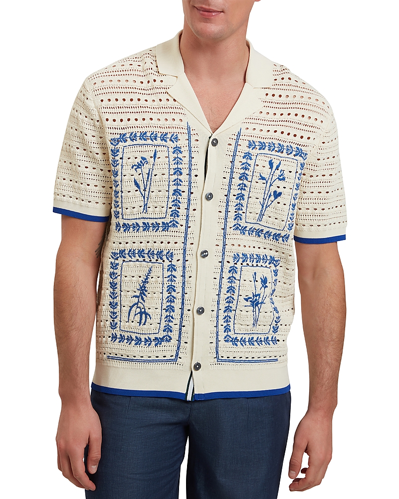 Ted Baker Barri Crochet Embroidered Shirt In Ecru
