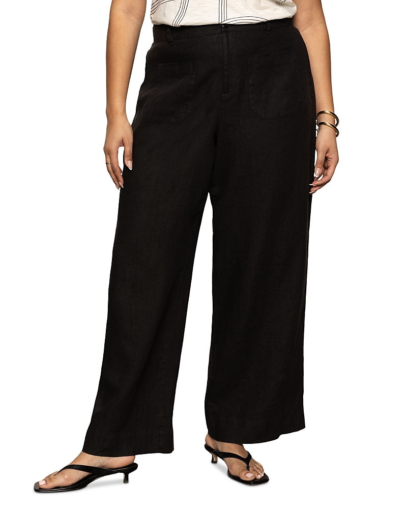 Sanctuary Soft Marine High Waist Wide Leg Crop Cotton Pants