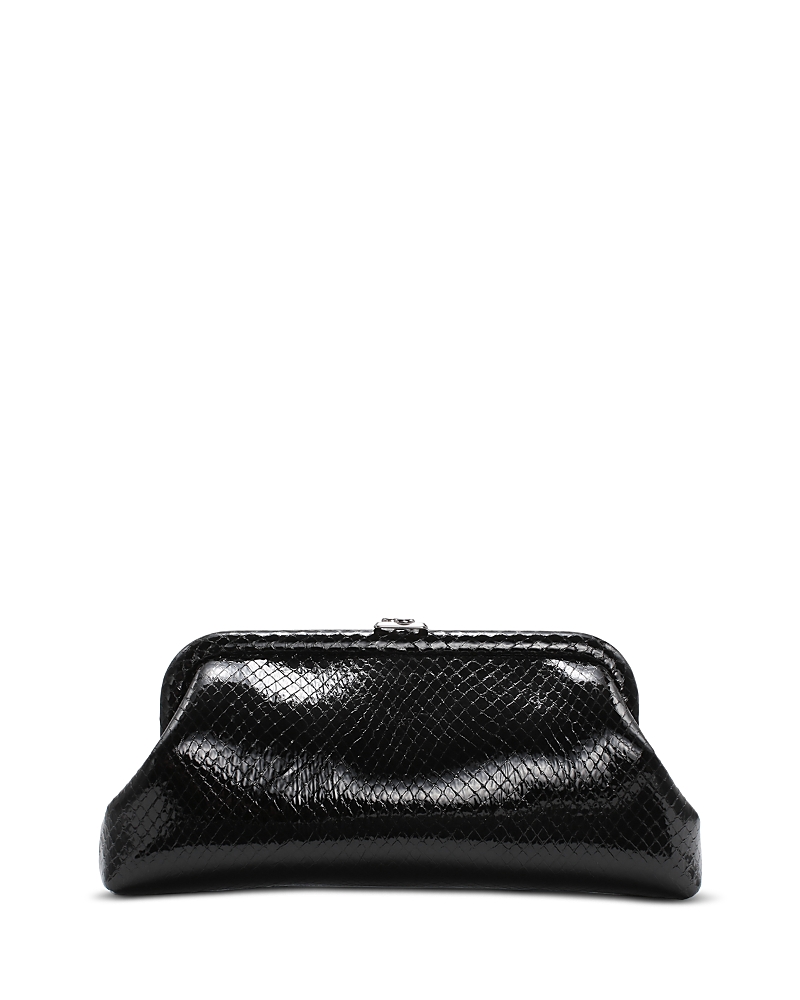 Jimmy Choo Skylar Snake-print Leather Clutch Bag With Jc Clasp In Black