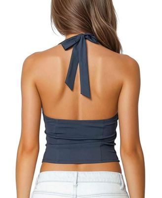 Peekaboo Lace Halter Bustier Top