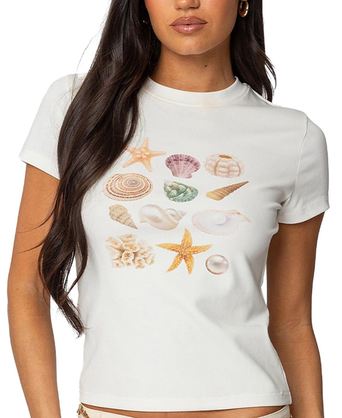 Edikted Seashells Graphic T Shirt