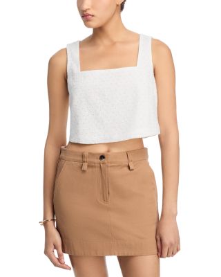 PAIGE - Aelita Cotton Eyelet Crop Tank Top