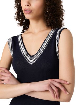 Sage Knitted Trim Dress